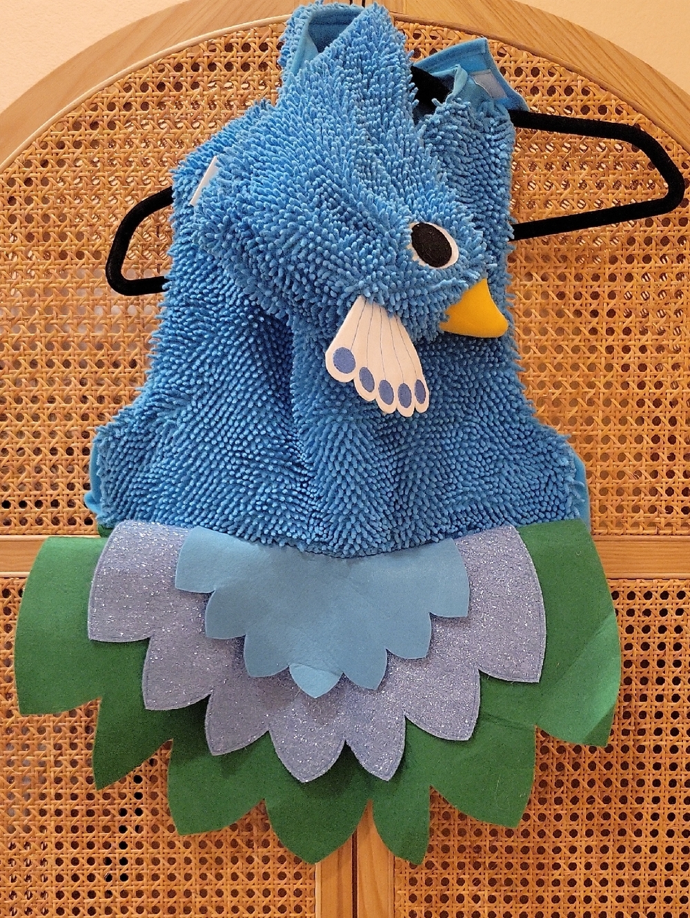 Blue Plush Peacock Costume Top with Layered Felt Skirt